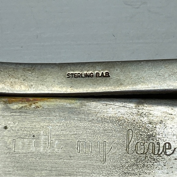 Vintage Engraved Sterling Silver Money Clip Emgraved W.M.B. Made by B.A.B. - Picture 3 of 11